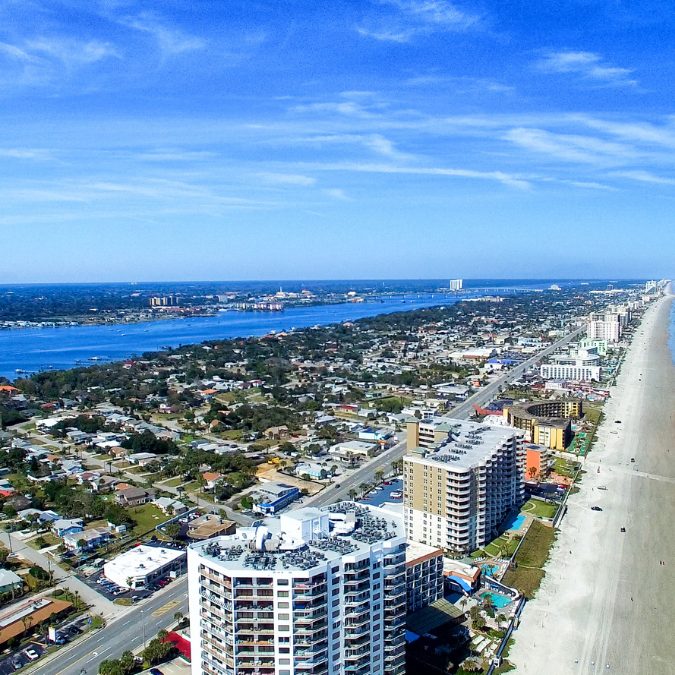 daytona coast with buildings and sandy beaches, Best Warm Places To Visit In The USA (February)