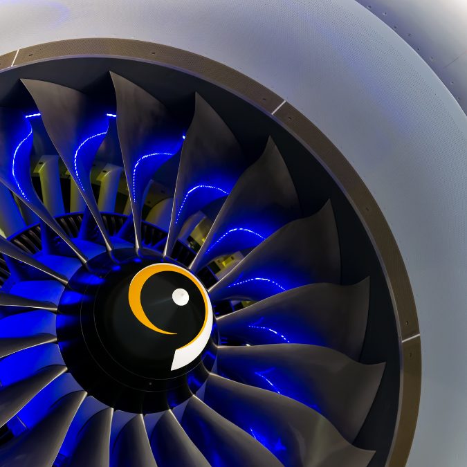 close up of engine of a plane 