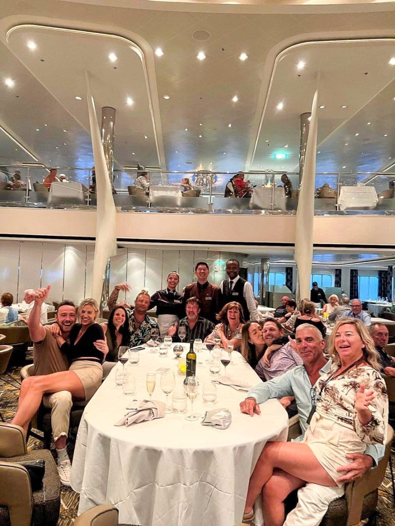 family dinner at the dining room on the cruise ship