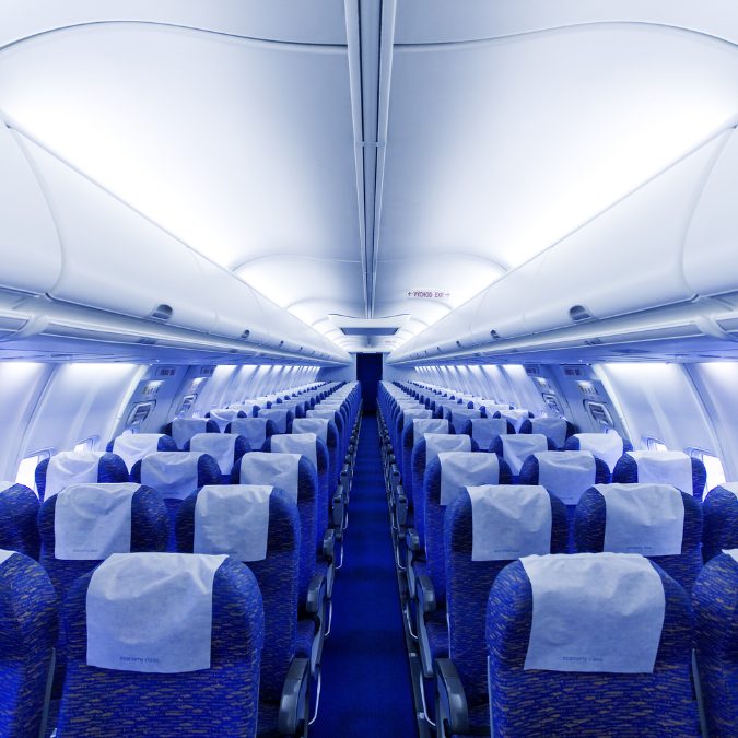 seats on a airplane with nobody in them
