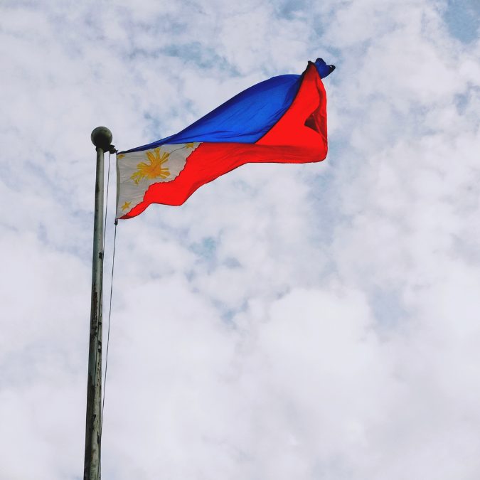 flag from the philippines blowing in the wind 