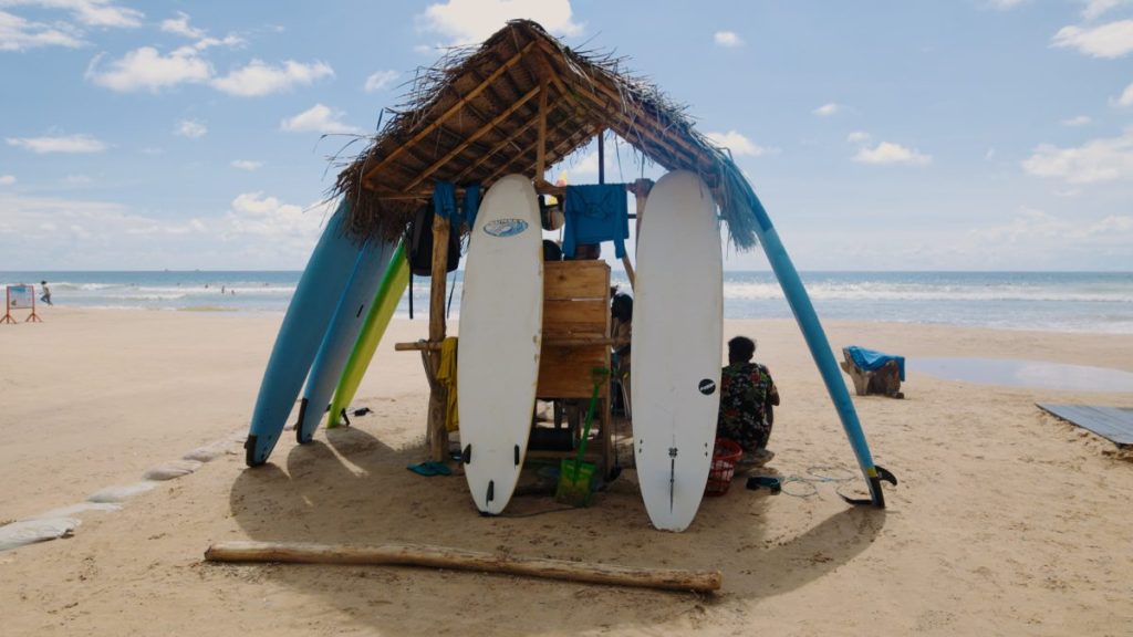 a surf shack on the beach in hikkaduwa