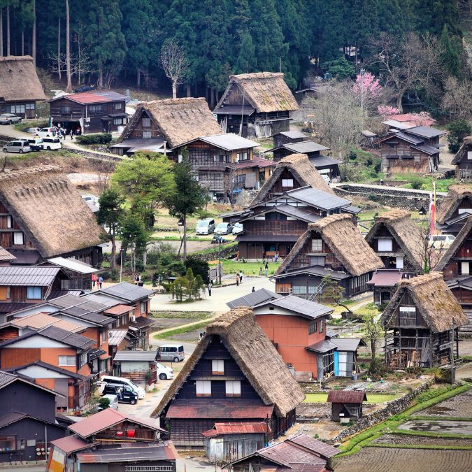 multiple small houses in japan village