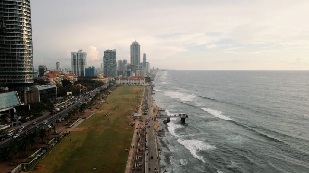 city view of colombo sri lanka with ocean and streets